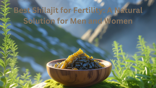 Close-up of Sherpa's Secret Shilajit packaging, a natural solution for men and women's reproductive health