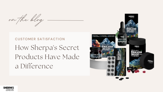 A bottle of Sherpa’s Secret Shilajit capsules, rich in fulvic acid, used for boosting immunity and overall wellness.
