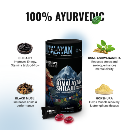 Shilajit + Ashwagandha Gummies |  Berry Flavor | Energy, Stamina & Blood Flow